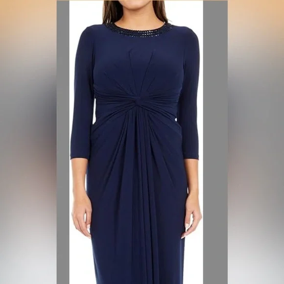 Adrianna papell jersey twist dress in midnight embellished open back NWT sz 8 - Picture 1 of 9